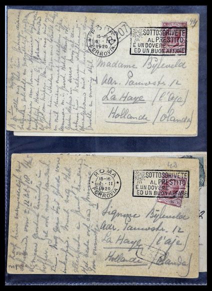 Foto van Postzegelverzameling 33737 Italië brieven en kaarten 1856-1945.