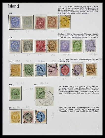 Postzegelverzameling 34070 IJsland 1873-1980.