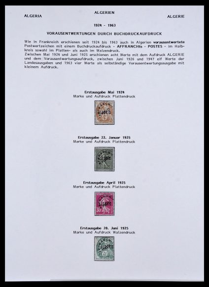 Postzegelverzameling 34076 Algerije voorafstempelingen 1924-1963.