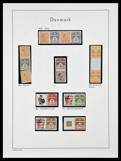 Postzegelverzameling 34099 Denemarken combinaties 1919-1933.
