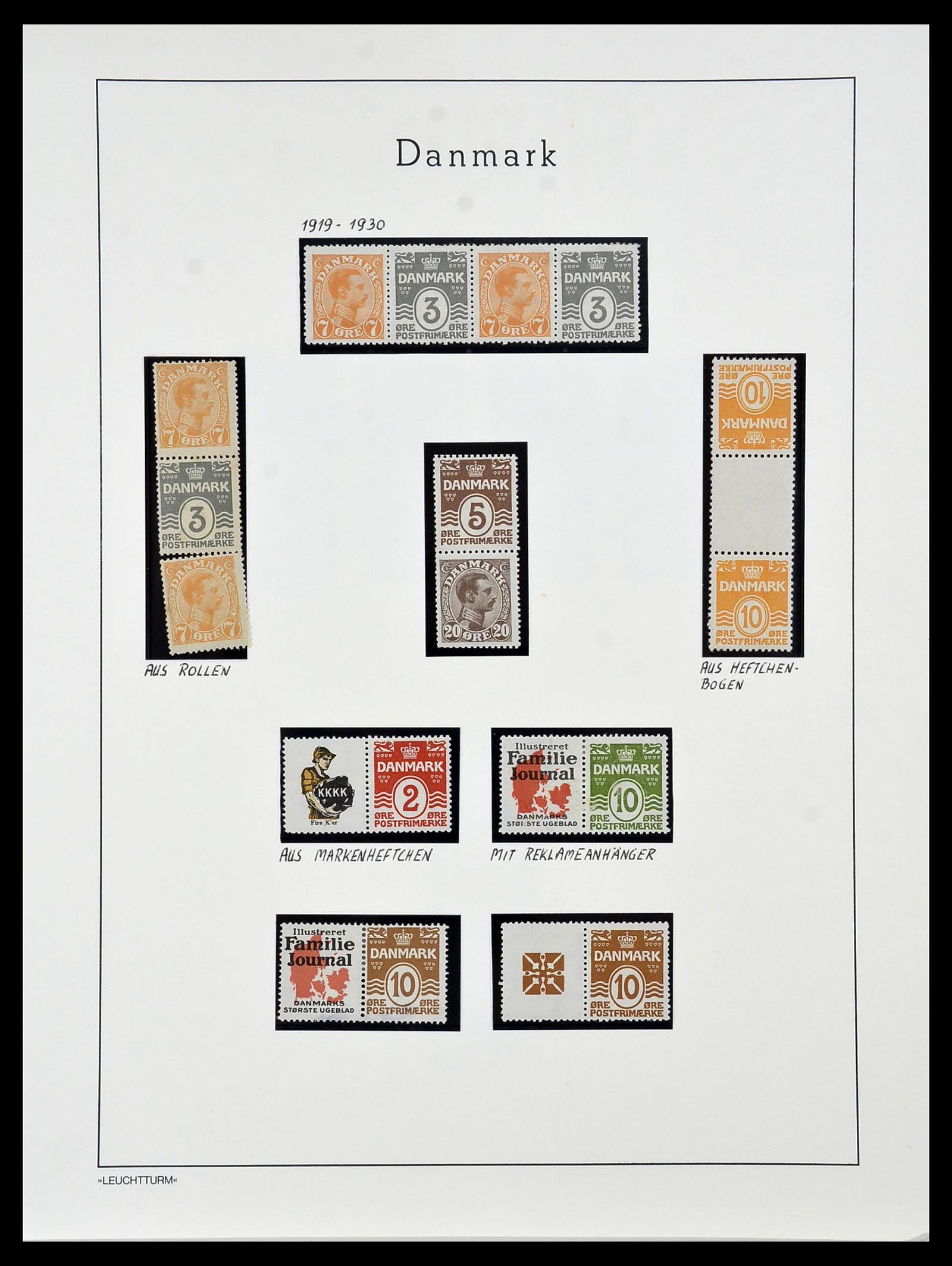 Postzegelverzameling 34099 Denemarken combinaties 1919-1933. Postzegelverzameling 34099 Denemarken combinaties 1919-1933.