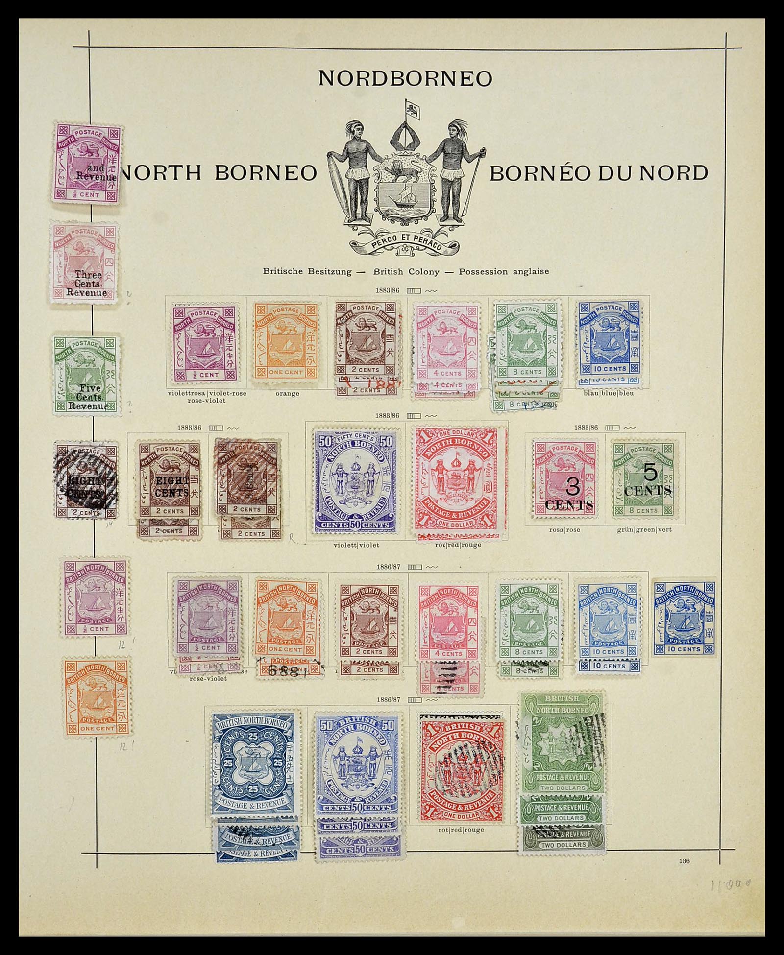 Postzegelverzameling 34295 Noord Borneo 1883-1947. Foto van Postzegelverzameling 34295 Noord Borneo 1883-1947.