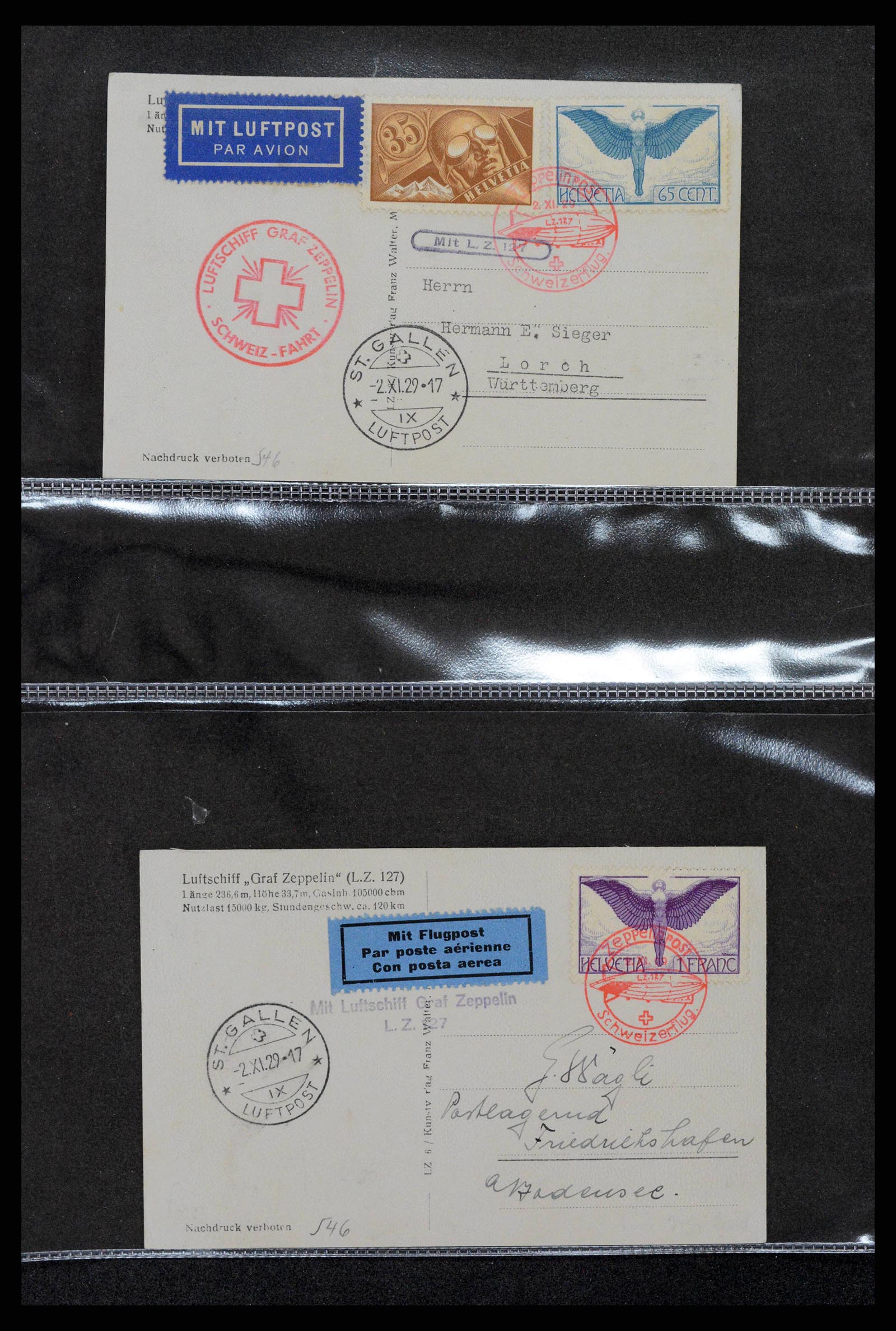 38240 0001 38240 Zeppelinbrieven 1929-1937. - Afbeelding 1
