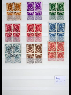 41633 Bund posthorn/Heuss paren 1951-1960.